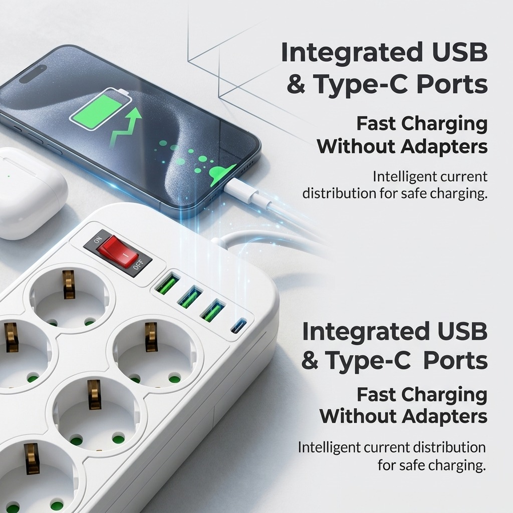 1500W EU Power Strip 6 AC Outl - đánh giá và giá Office Technician