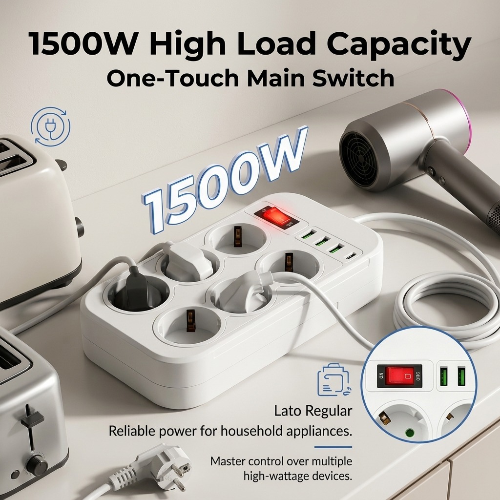 1500W EU Power Strip 6 AC Outl - đánh giá và giá Office Technician